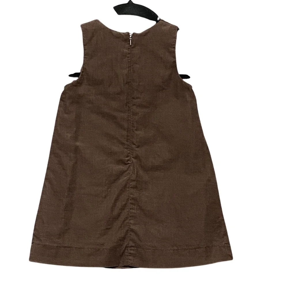 Pottery Barn Kids Brown Corduroy Pinafore Dress 12-18‎ Months Bow Detail Holiday